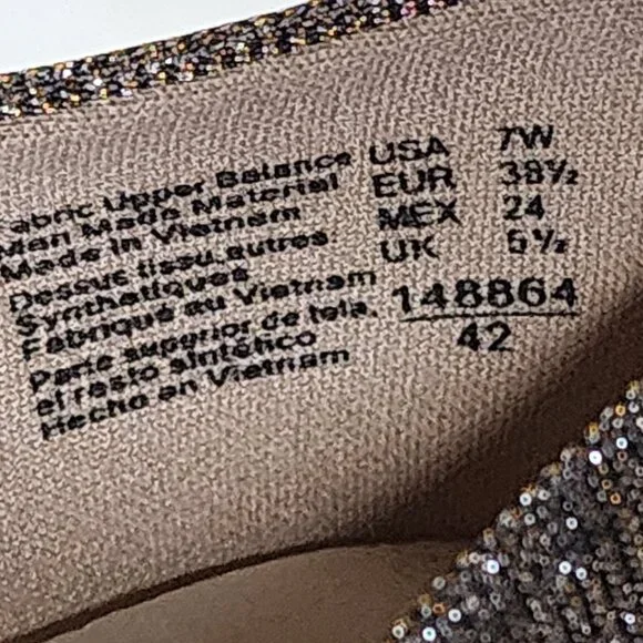 Lower East Side Gold Glitter Chelsea Dorado Fabric Upper Ballet Flat Size 7W - Picture 13 of 16